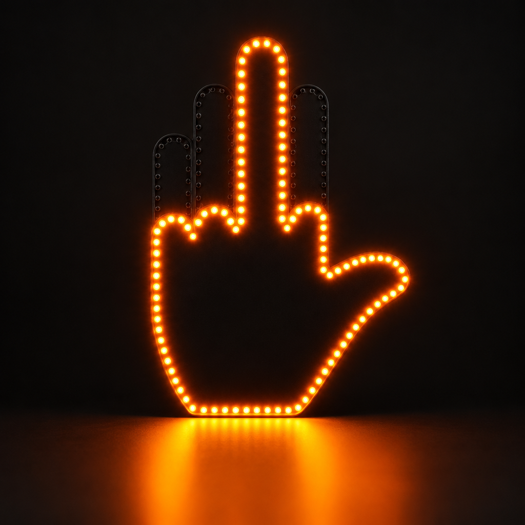 Flip You Light LED middle finger sign glowing orange